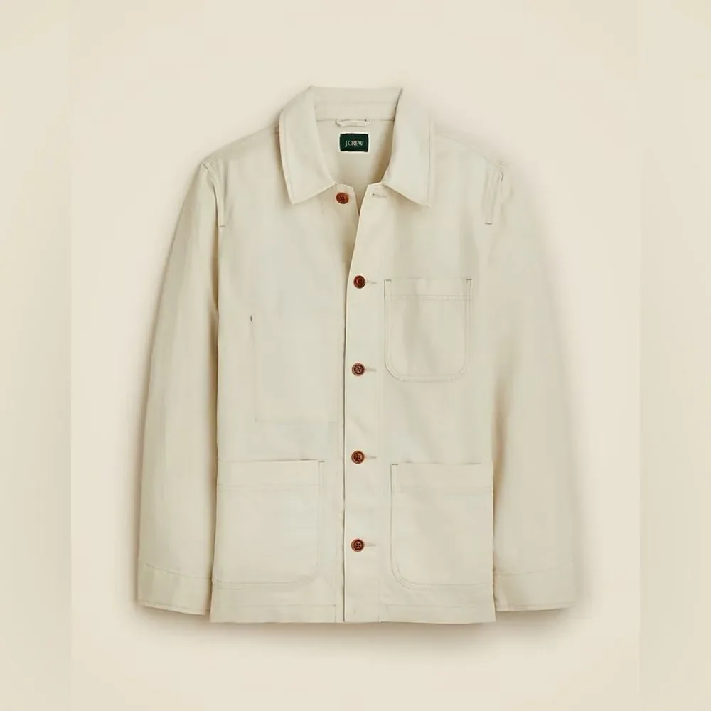 NWT J CREW Cotton-linen blend chore jacket in Pale Canvas